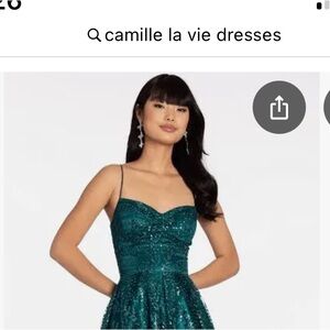 Camille La Vie Emerald Sequin homecoming dress (short)